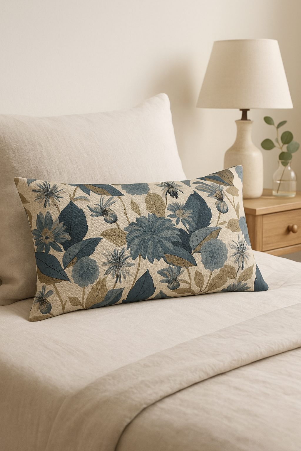 housse de coussin rectangulaire motifs feuilles de tournesol décoratif - vue 3 sur 2