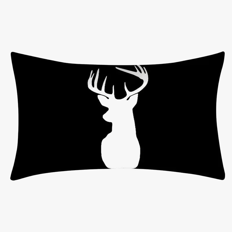 housse de coussin rectangulaire noir et blanc géométrique décoratif