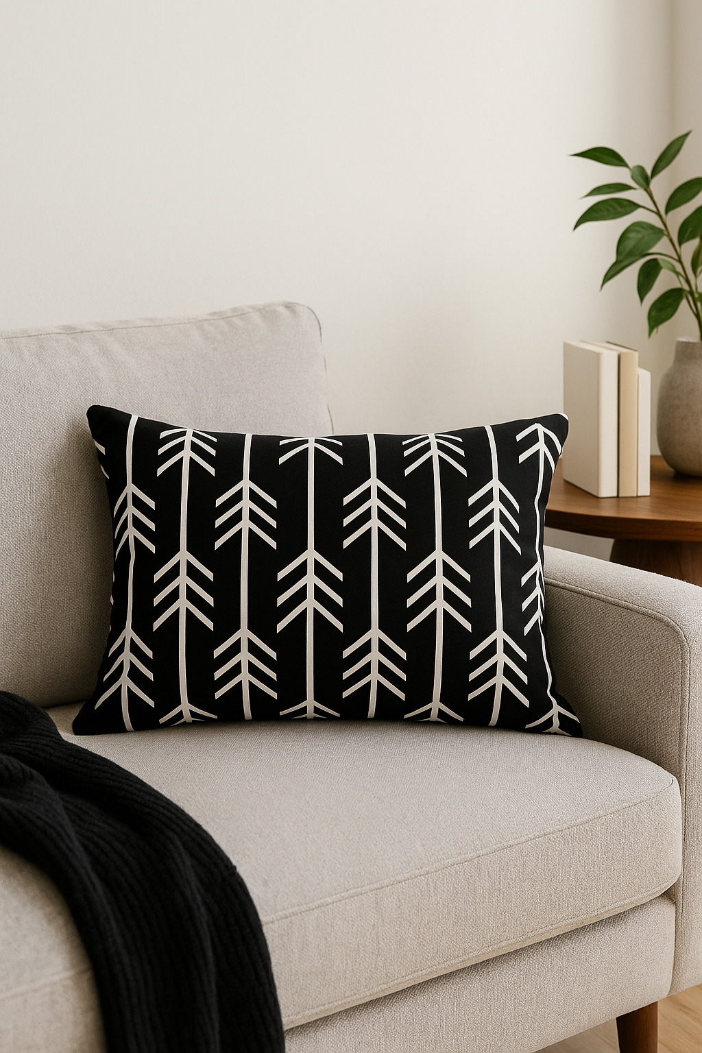 housse de coussin rectangulaire noir et blanc marbré 30 x 50 cm - vue 3 sur 2