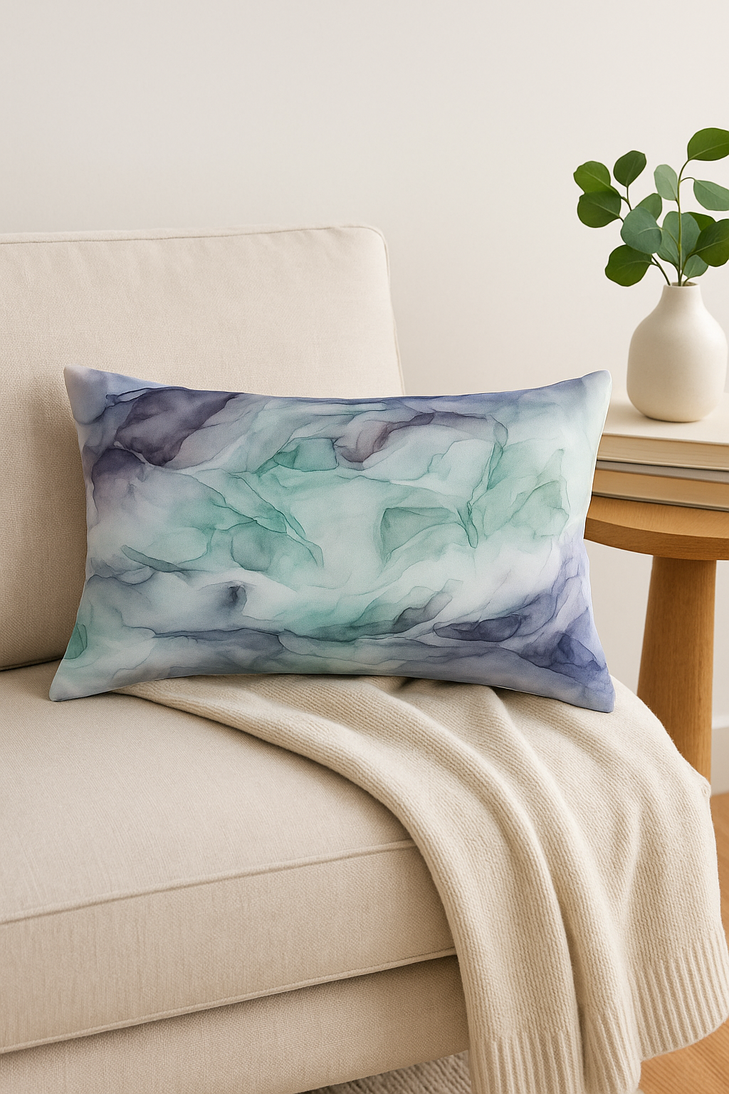 housse de coussin rectangulaire style chinois rayures aquarelle 30x50 cm
