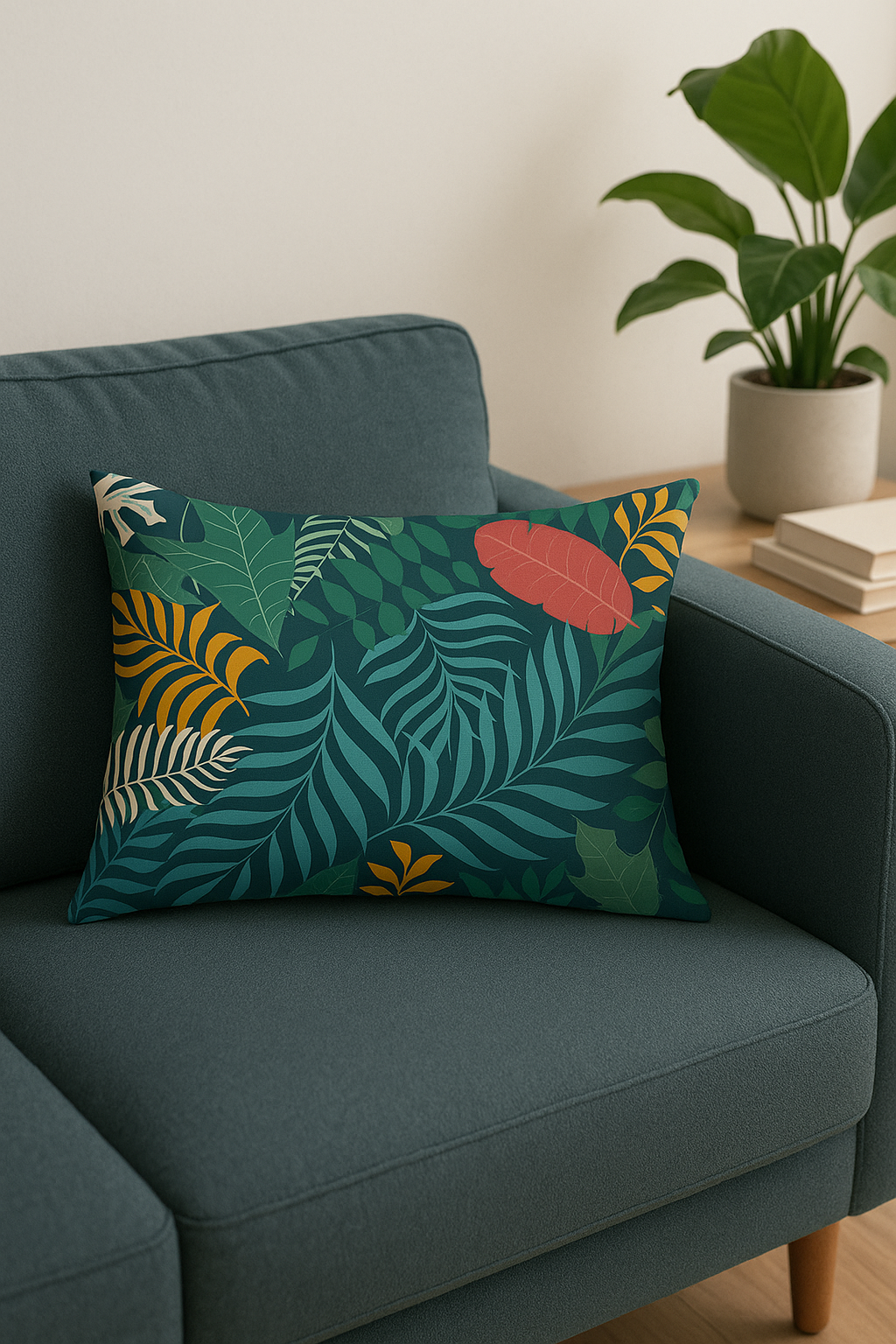 housse de coussin rectangulaire tropicale vertes 30 x 50 cm - vue 3 sur 2