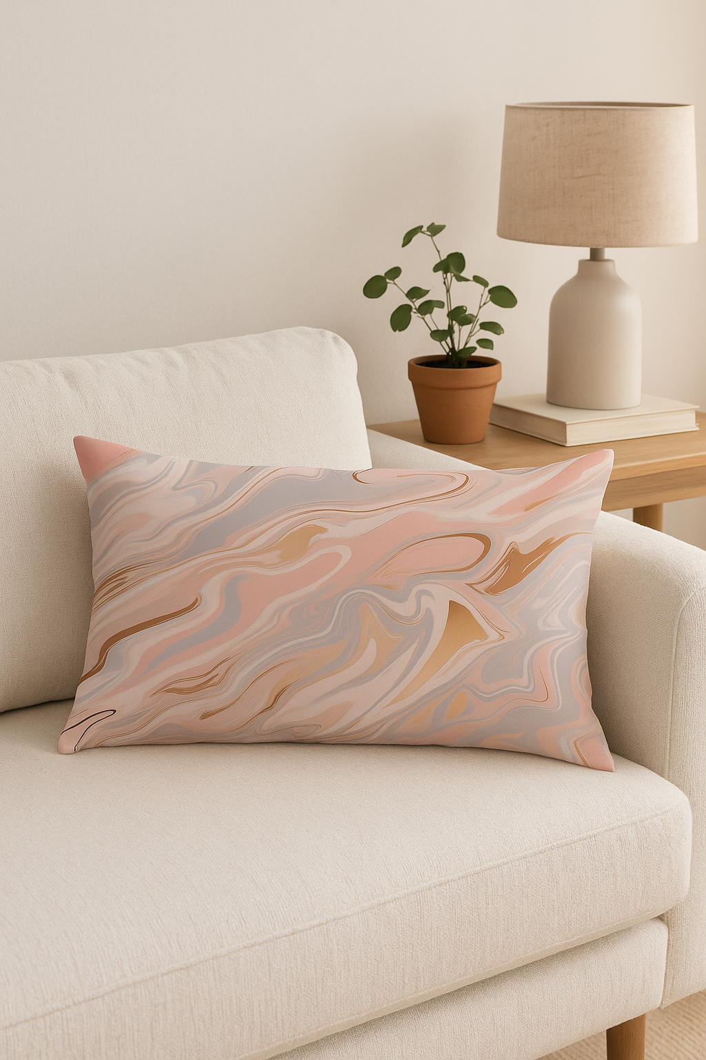 housse de coussin rose à motif géométrique tendance décorative