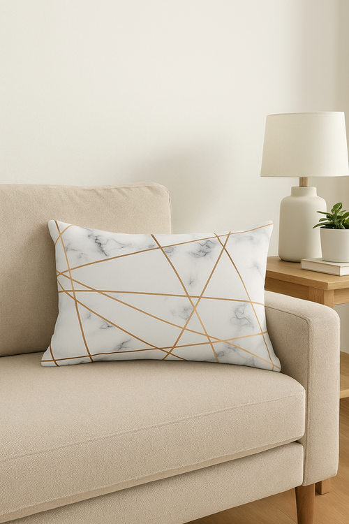 housse de coussin rose motif géométrique pour décoration intérieure