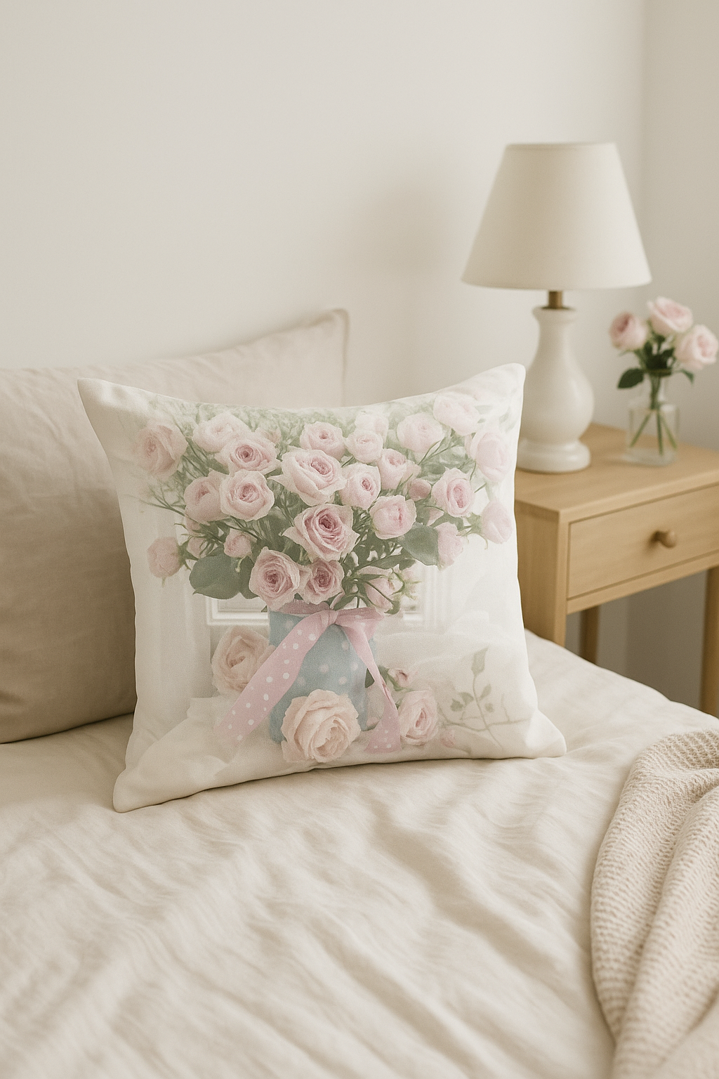 housse de coussin rose motif nordique pour décoration élégante