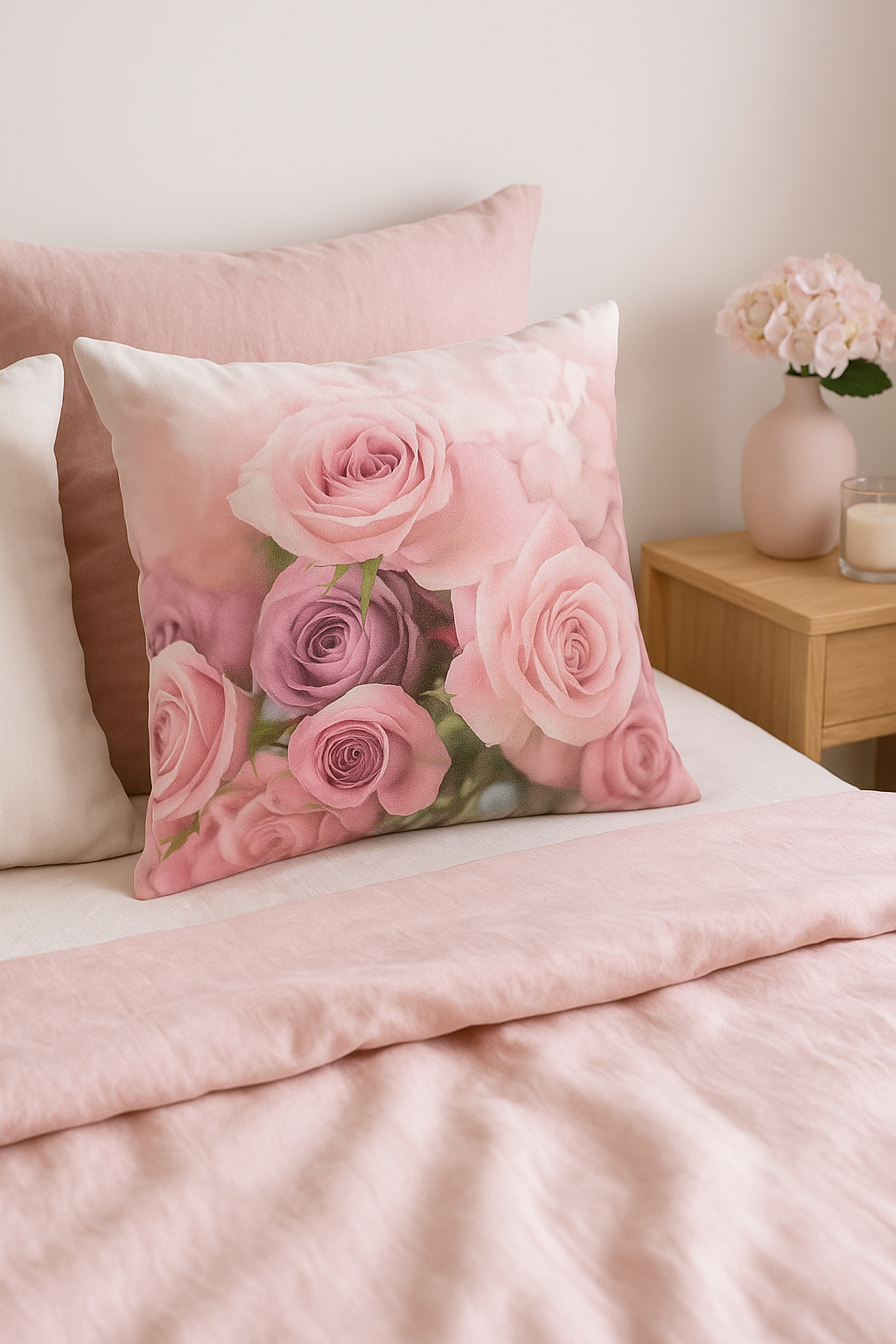 housse de coussin rose motif nordique pour décoration élégante - vue 3 sur 2