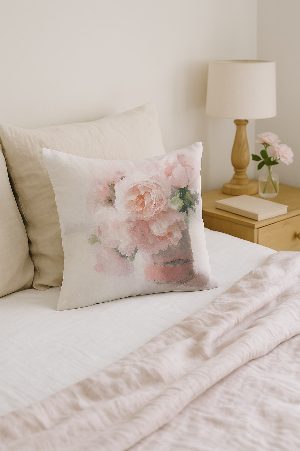 housse de coussin rose style nordique pour mariage et canapé