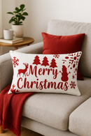 housse de coussin rouge de Noël pour décoration intérieure