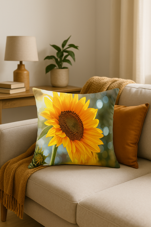 housse de coussin tournesol décorative pour été