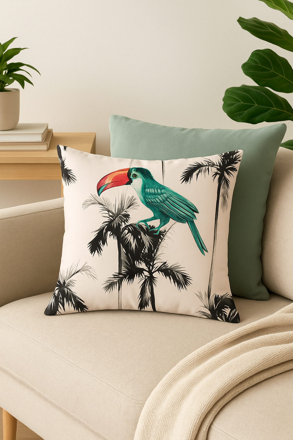 housse de coussin tropical motif perroquet pour canapé - vue 3 sur 2