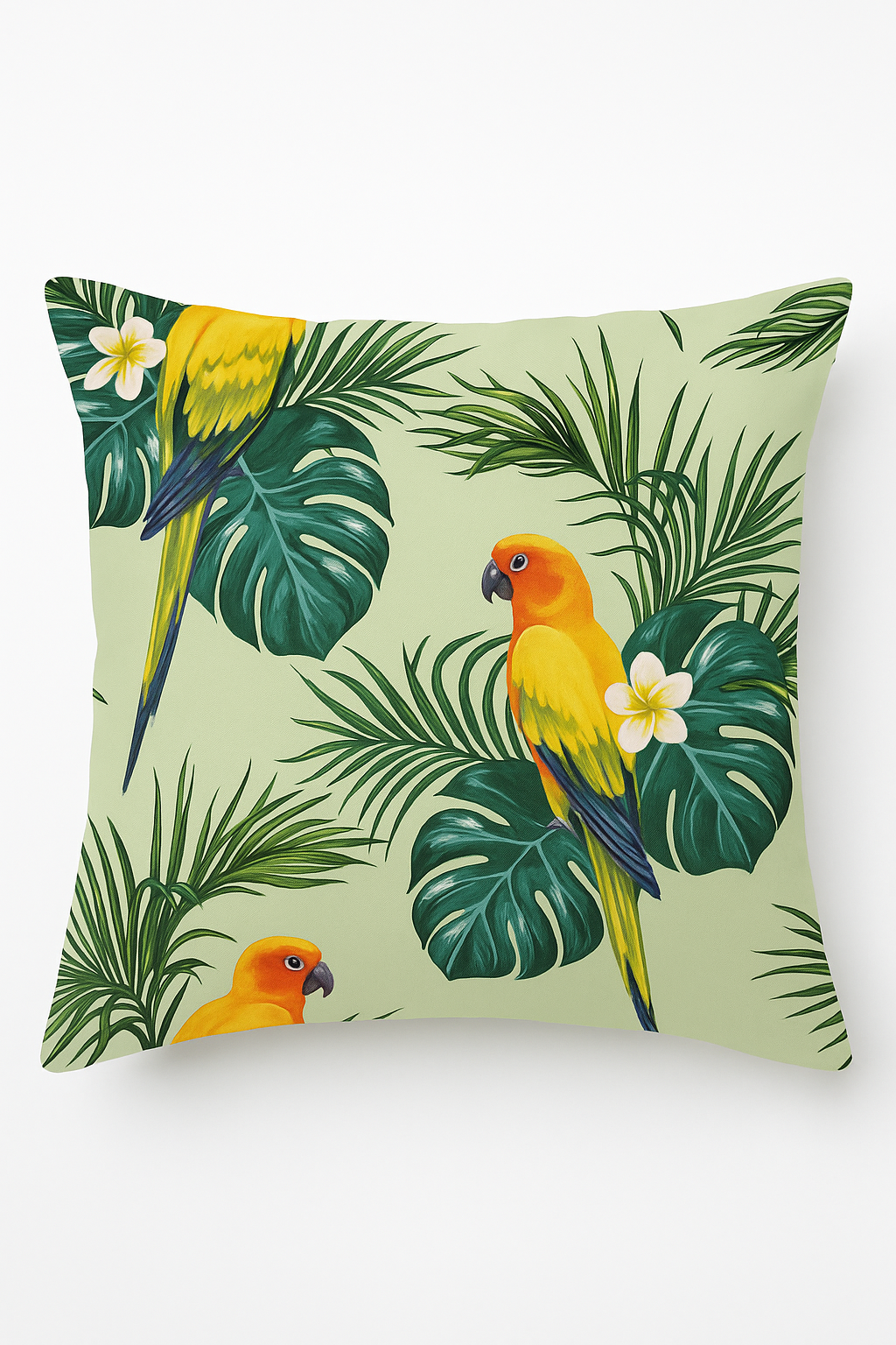 housse de coussin tropical motif perroquet pour canapé