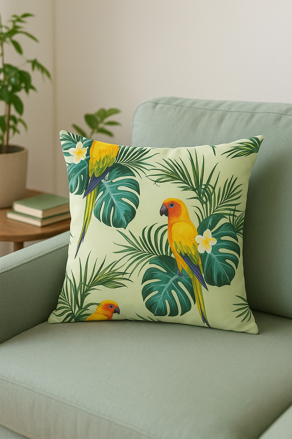 housse de coussin tropical motif perroquet pour canapé - vue 3 sur 2