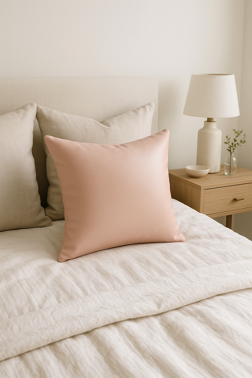 housse de coussin unie en similicuir pour décoration intérieure
