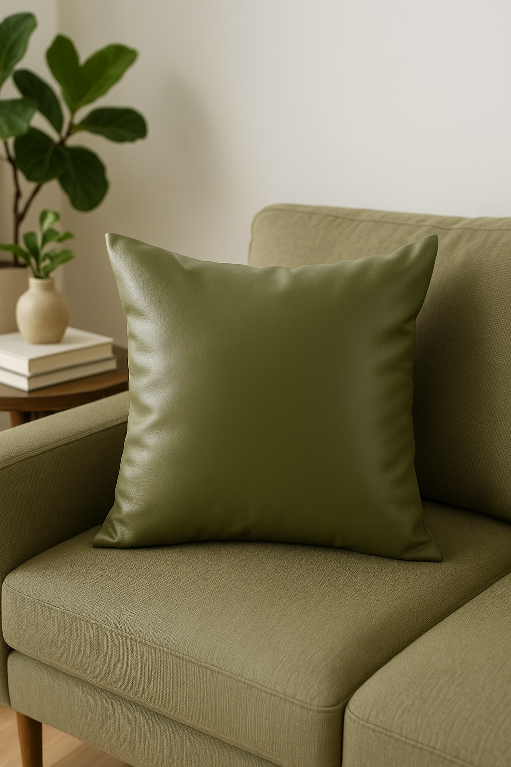 housse de coussin unie en similicuir pour décoration intérieure - vue 3 sur 2
