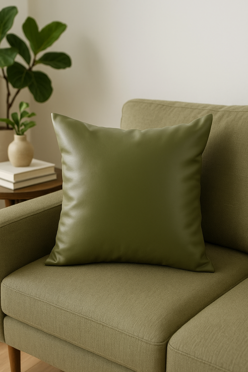 housse de coussin unie en similicuir pour décoration intérieure