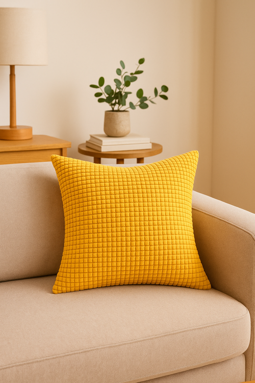 housse de coussin velours côtelé grain de maïs décoratif 35 à 70 cm