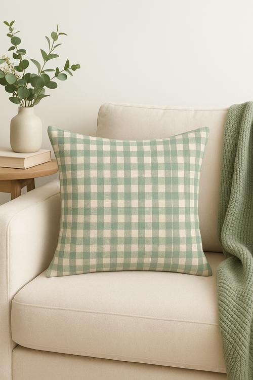 housse de coussin verte géométrique abstraite pour canapé
