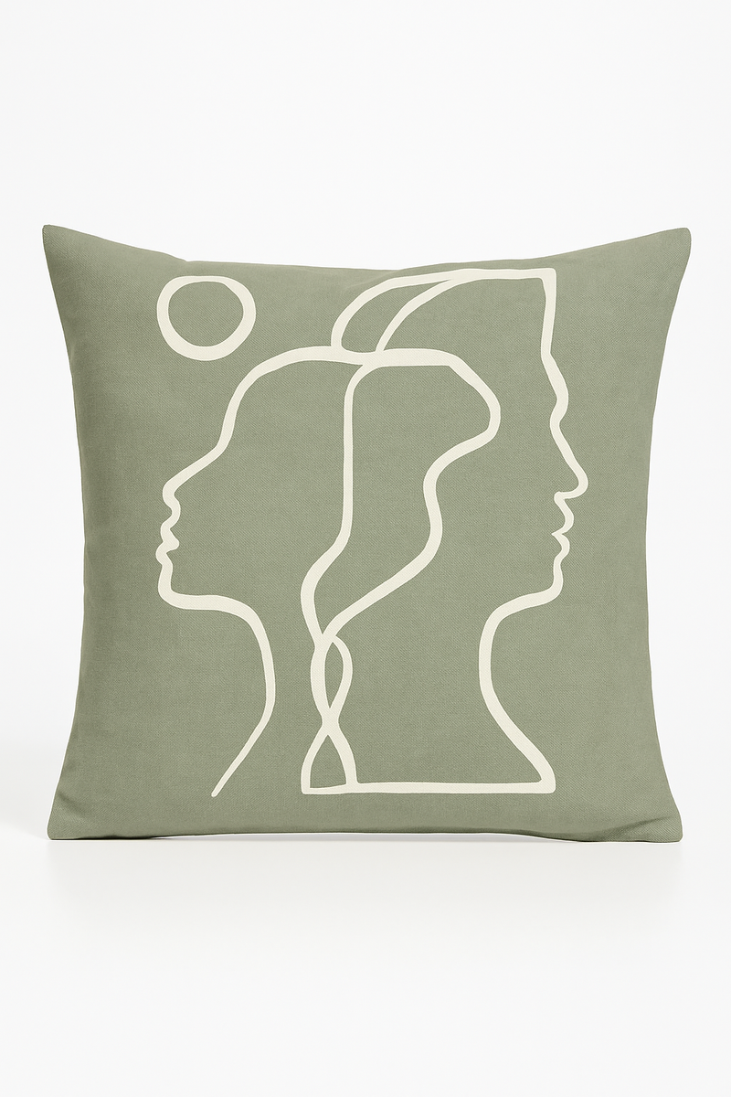 housse de coussin verte géométrique abstraite pour décoration intérieure