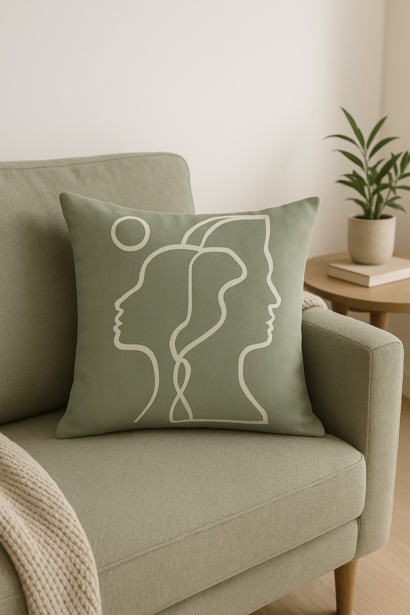 housse de coussin verte géométrique abstraite pour décoration intérieure
