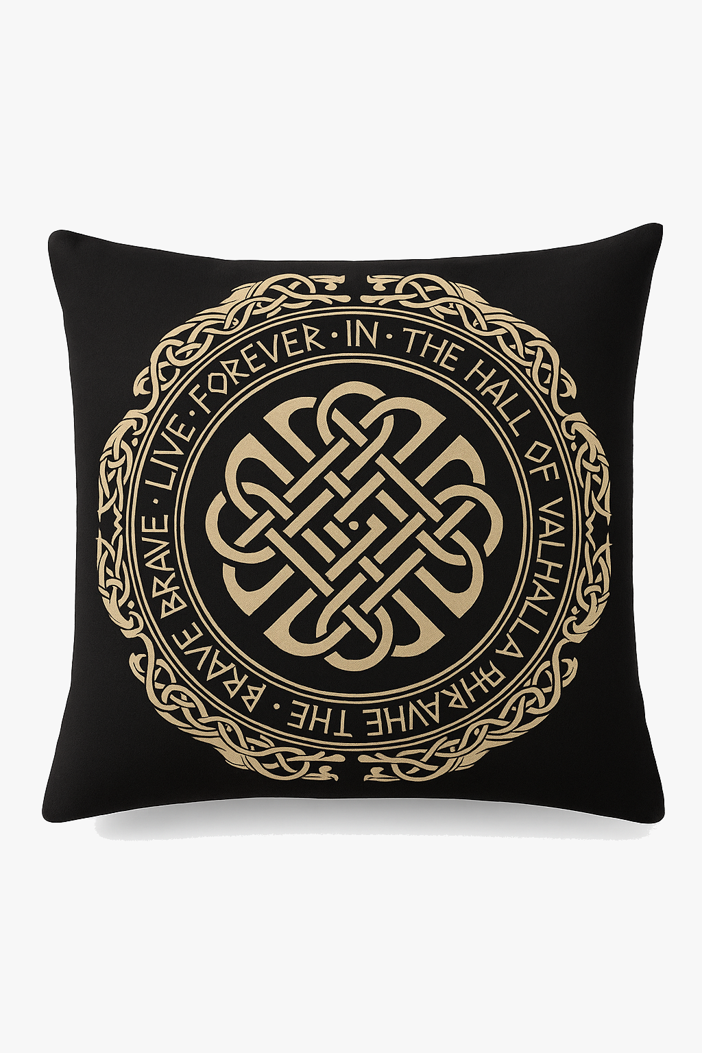 housse de coussin viking amulet motif géométrique noir et blanc