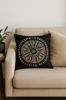 housse de coussin viking amulet motif géométrique noir et blanc
