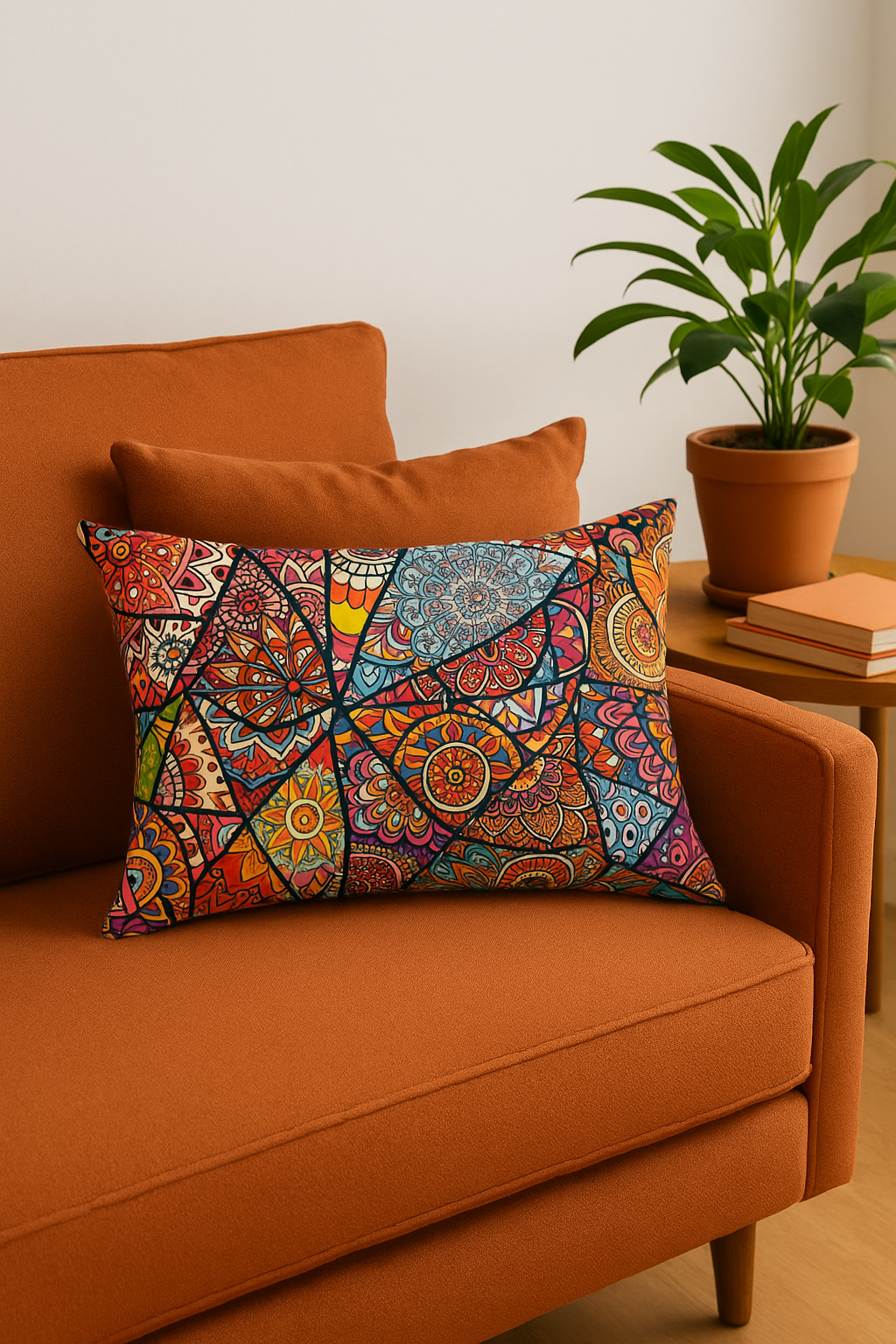 housse de coussin vintage à motif mandala ethnique rectangulaire - vue 2 sur 2