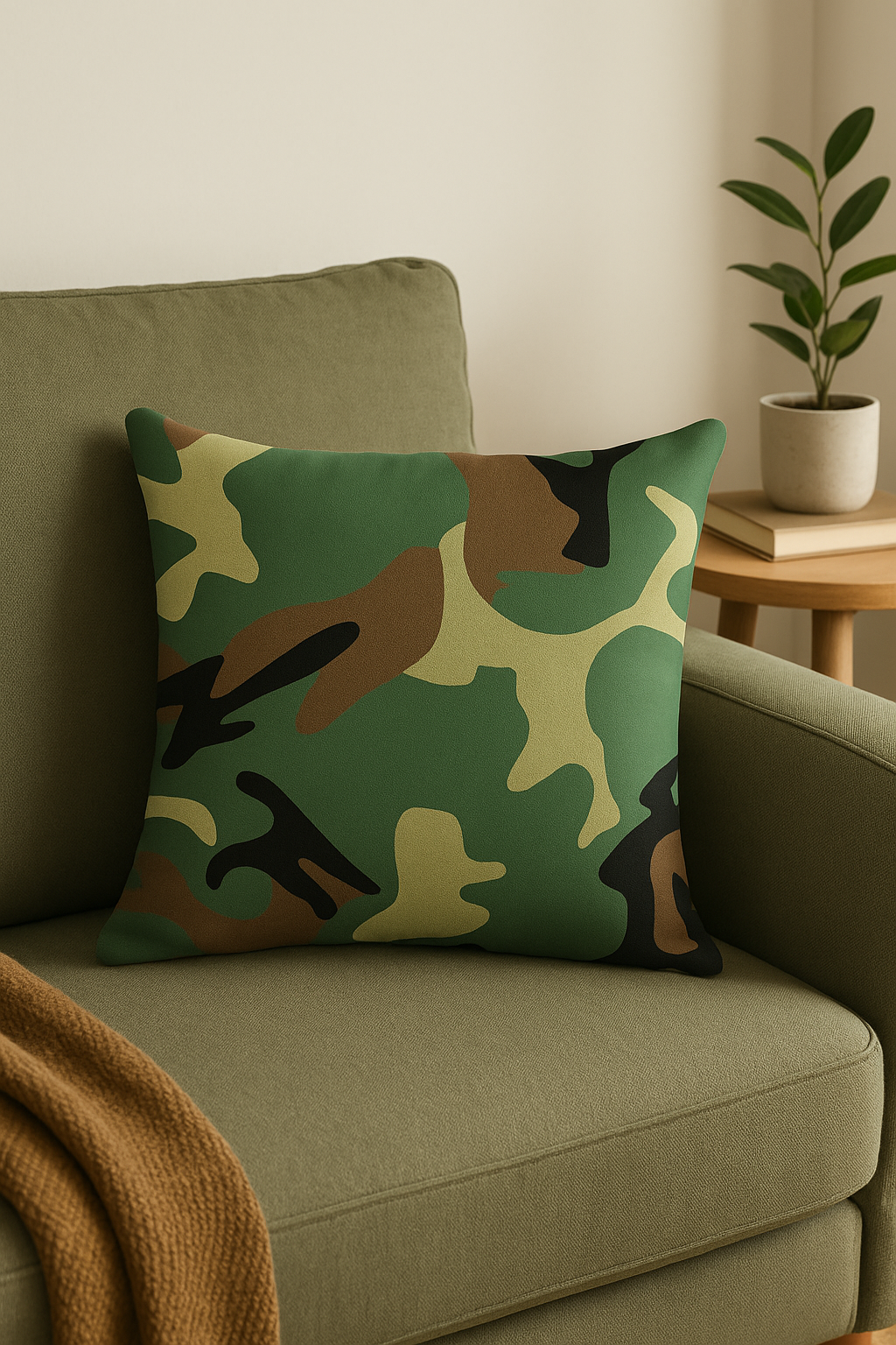 housses de coussin décoratives motif camouflage militaire géométrique