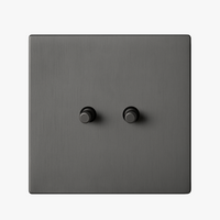 Interrupteur double 2 voies en acier gris foncé brossé