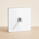 Interrupteur simple 1 voie en acier blanc mat et doré bords arrondis