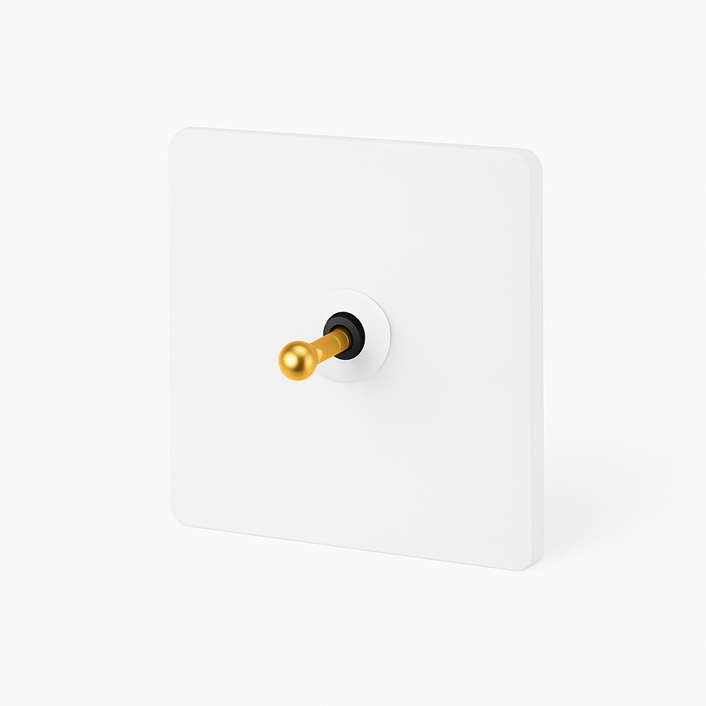 Interrupteur simple 1 voie intermédiaire switch en acier blanc mat et doré bords arrondis