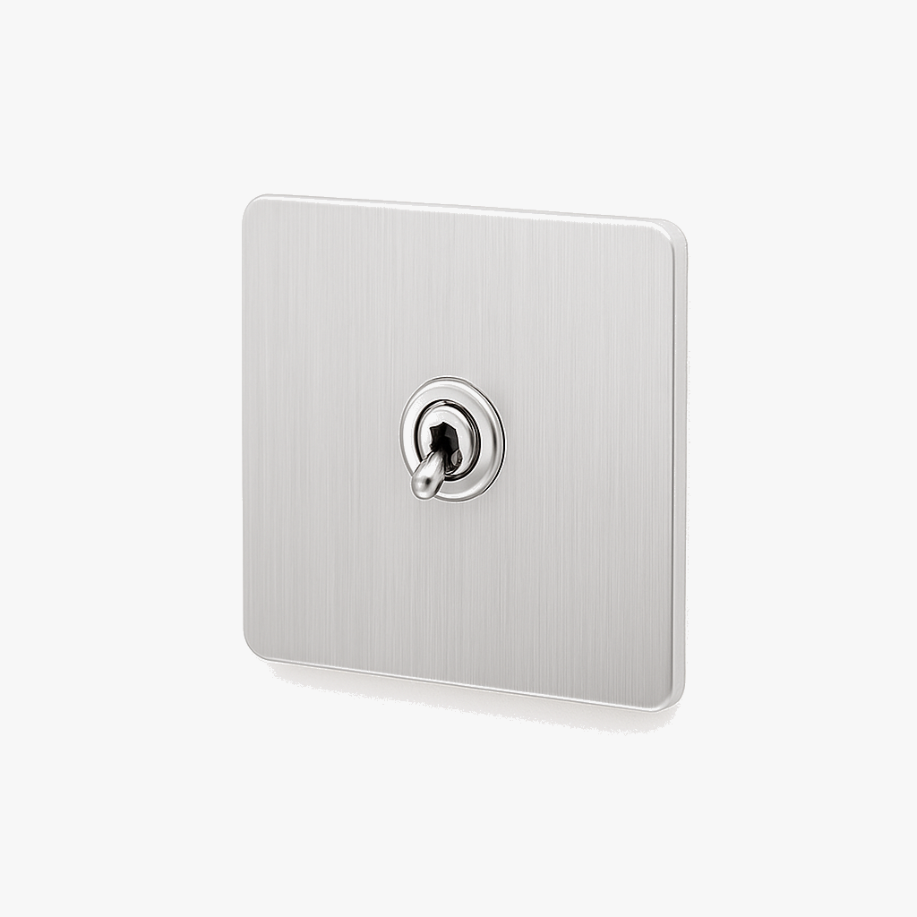 Interrupteur simple 1 voie intermédiaire switch en acier gris clair brossé bords arrondis