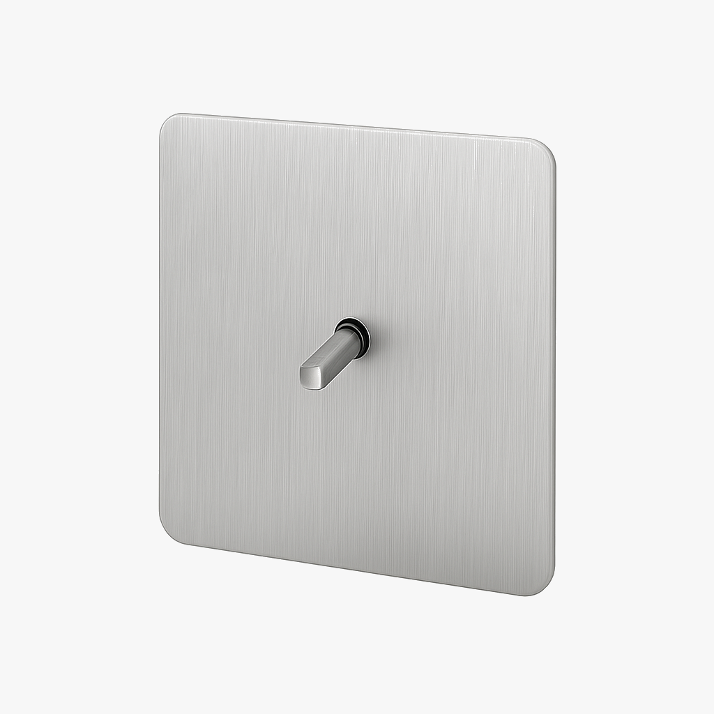Interrupteur simple 1 voie intermédiaire switch en acier gris clair brossé bords arrondis