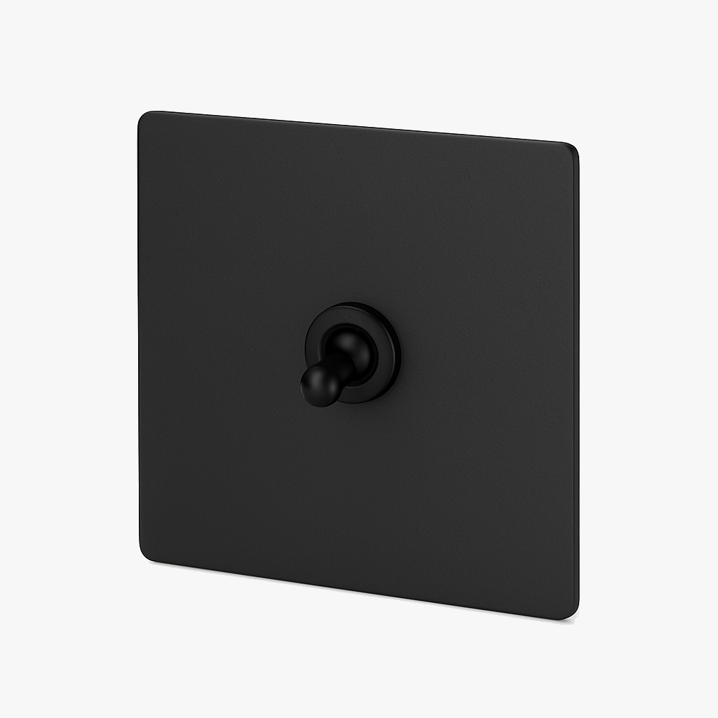 Interrupteur simple 1 voie intermédiaire switch en acier noir mat bords arrondis
