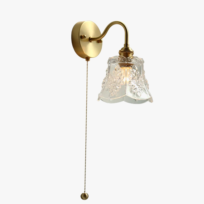 Applique murale moderne verre LED salle de bain miroir lumière tirer chaîne interrupteur chambre éclairage domestique nordique cuivre