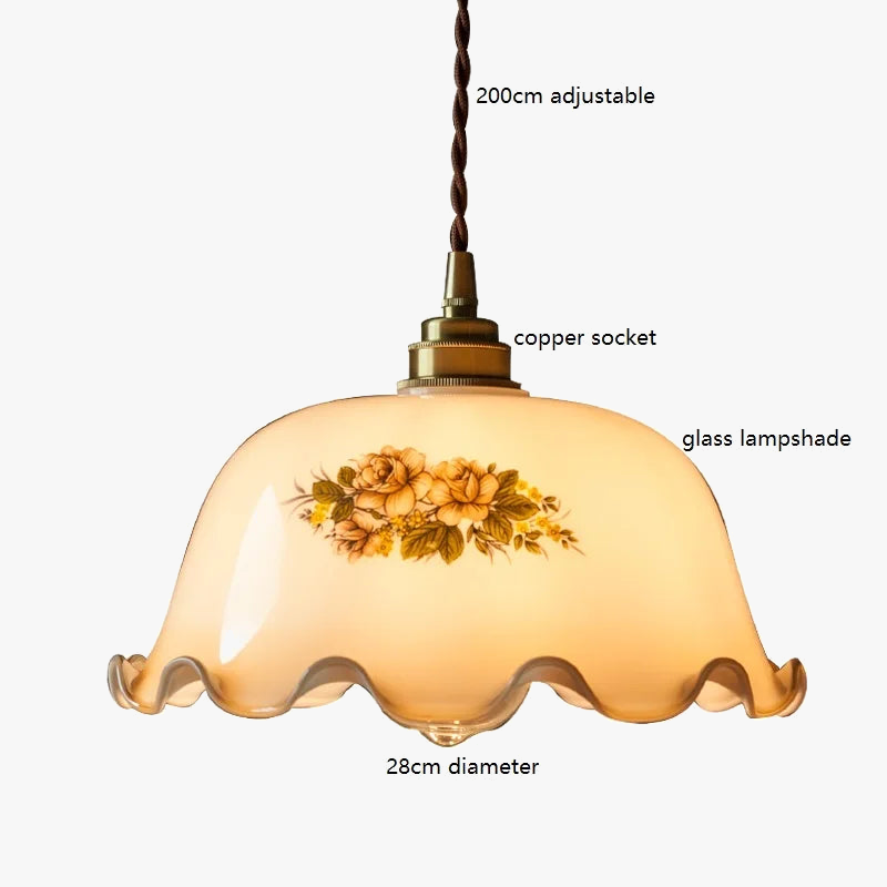suspension vintage en verre fleur led pour intérieur