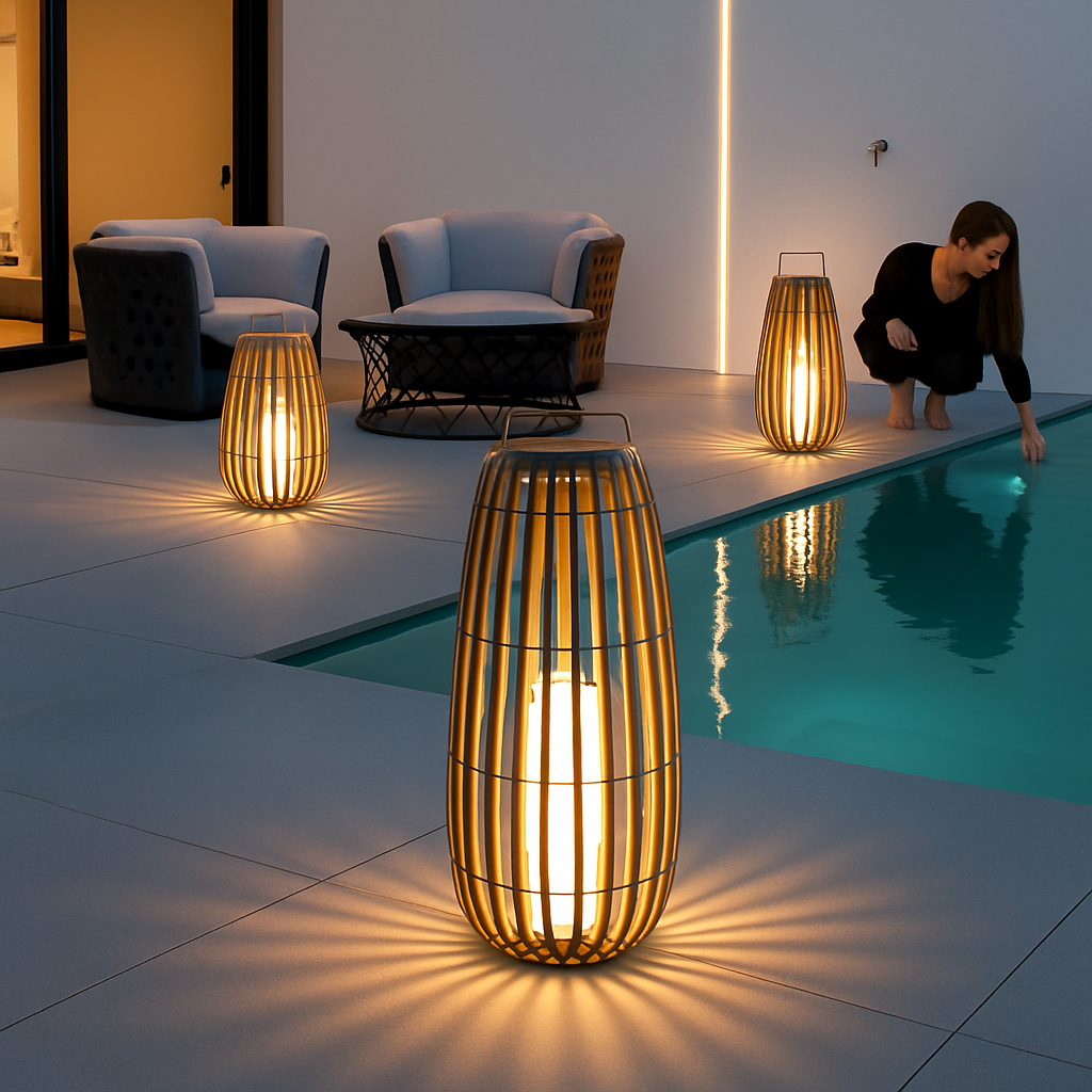 Jardin extérieur lumière solaire rotin IP65 étanche lampadaire Villa cour paysage pelouse lumière pour jardin Patio clôture décor - vue 5 sur 13