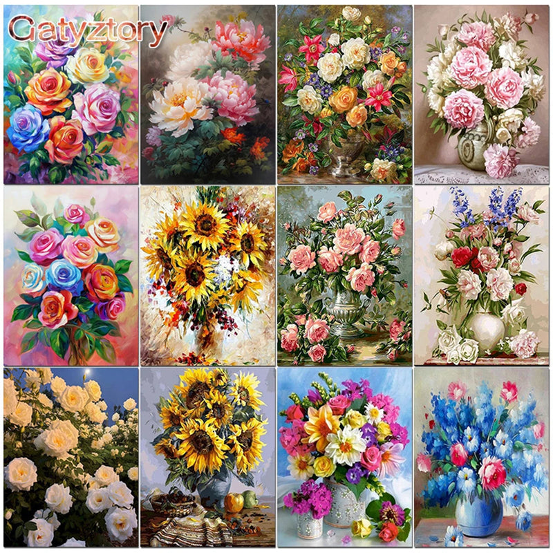 kit de peinture par numéro fleurs pour adultes décorations artisanales