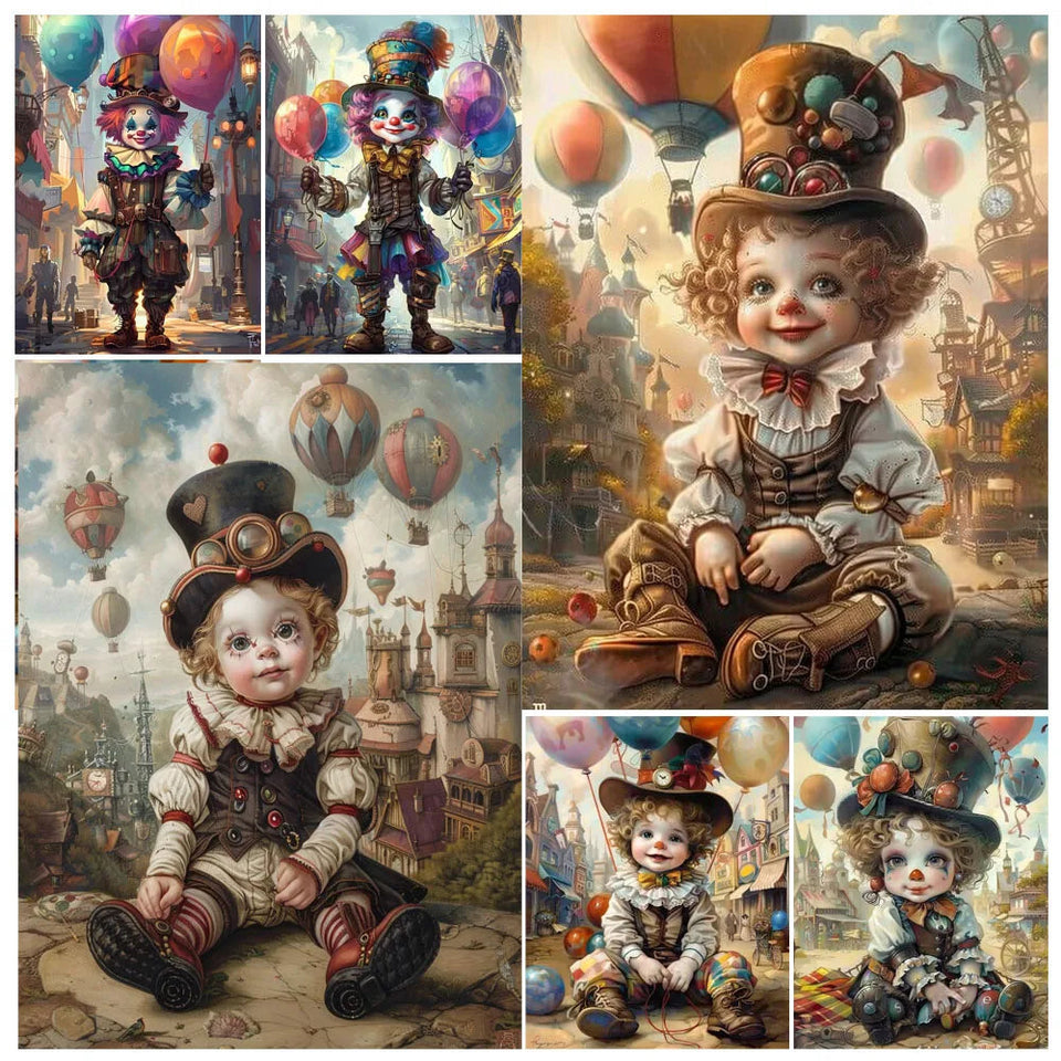 kit peinture acrylique clown drôle à numéros pour enfants décoration artisanale