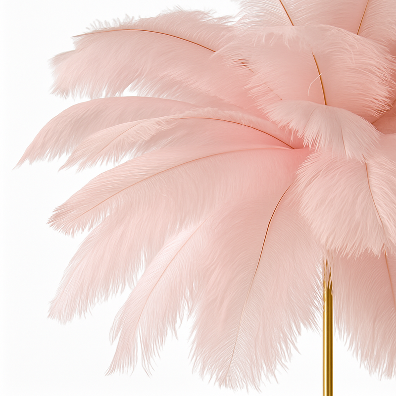 lampadaire décoratif nordique avec plumes d'autruche et éclairage led