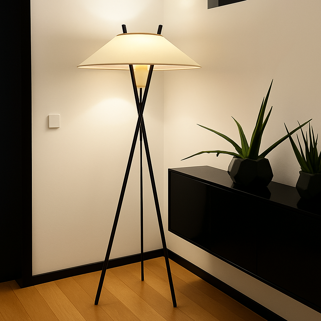 lampadaire design minimaliste en tissu pour intérieur contemporain