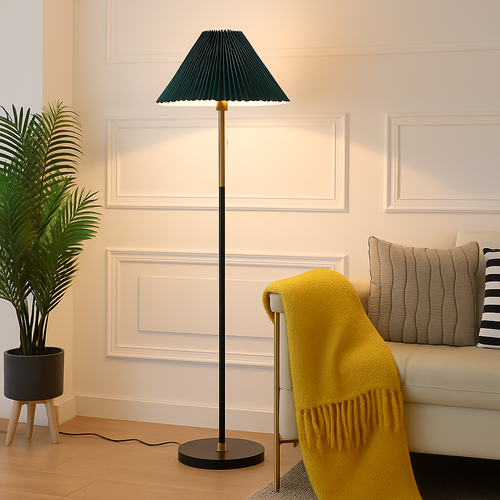 lampadaire led moderne nordique en marbre et tissu plissé américain