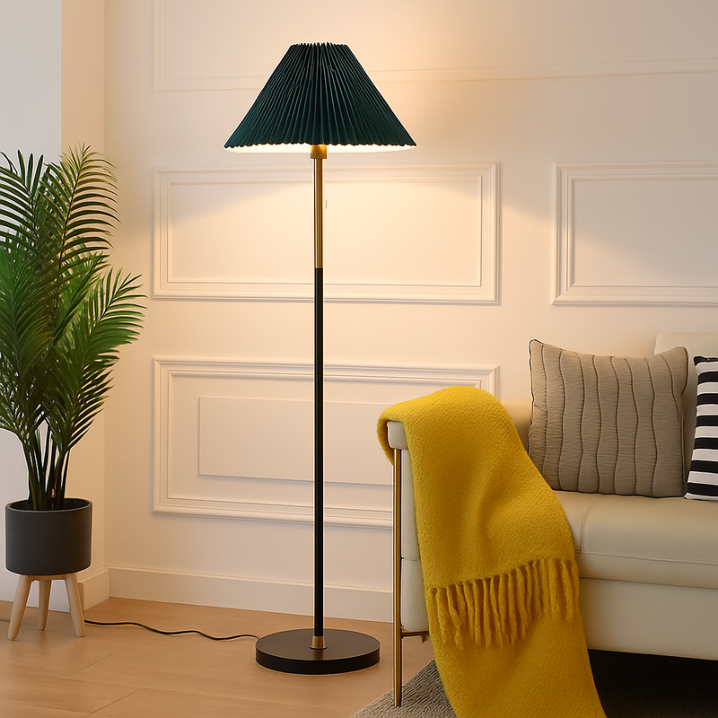 lampadaire led moderne nordique en marbre et tissu plissé américain