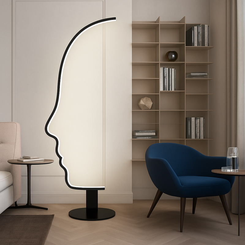 Lampadaire Led nordique à visage humain