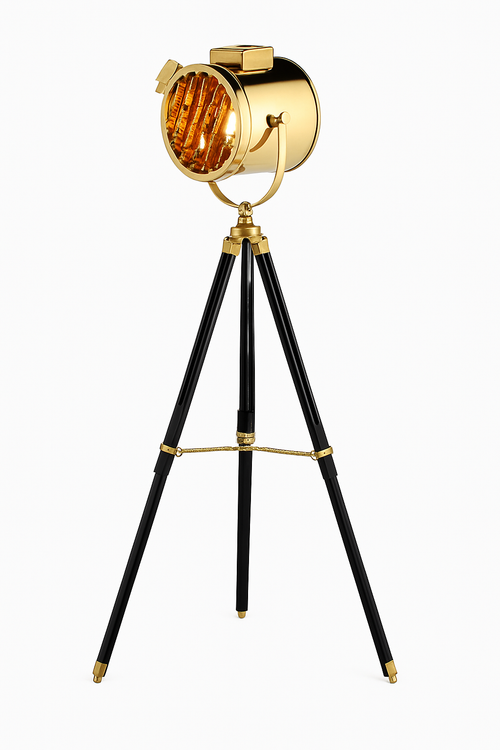 Lampadaire tripode à spot retro chromé Studio