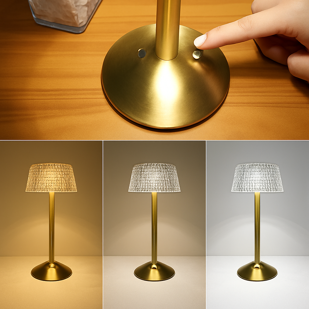 lampe de bureau cristal rétro led rechargeable protection des yeux - vue 5 sur 6
