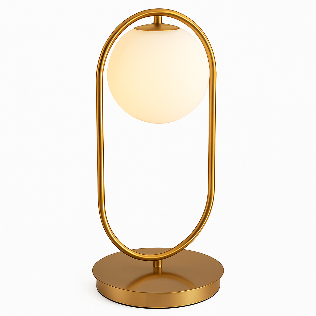Lampe de chevet design en métal doré et boule en verre - vue 4 sur 9