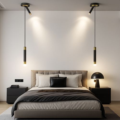 lampe de chevet moderne avec projecteur rotatif led suspension