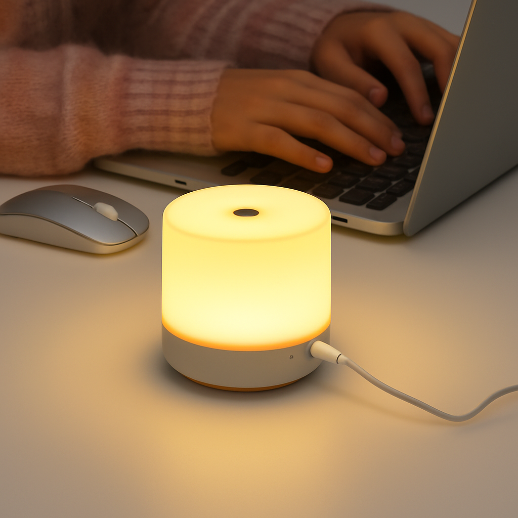 lampe de chevet tactile usb à intensité variable pour lecture et veilleuse - vue 6 sur 7