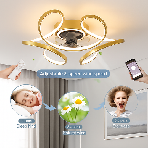 lampe à led moderne avec ventilateur de plafond et télécommande