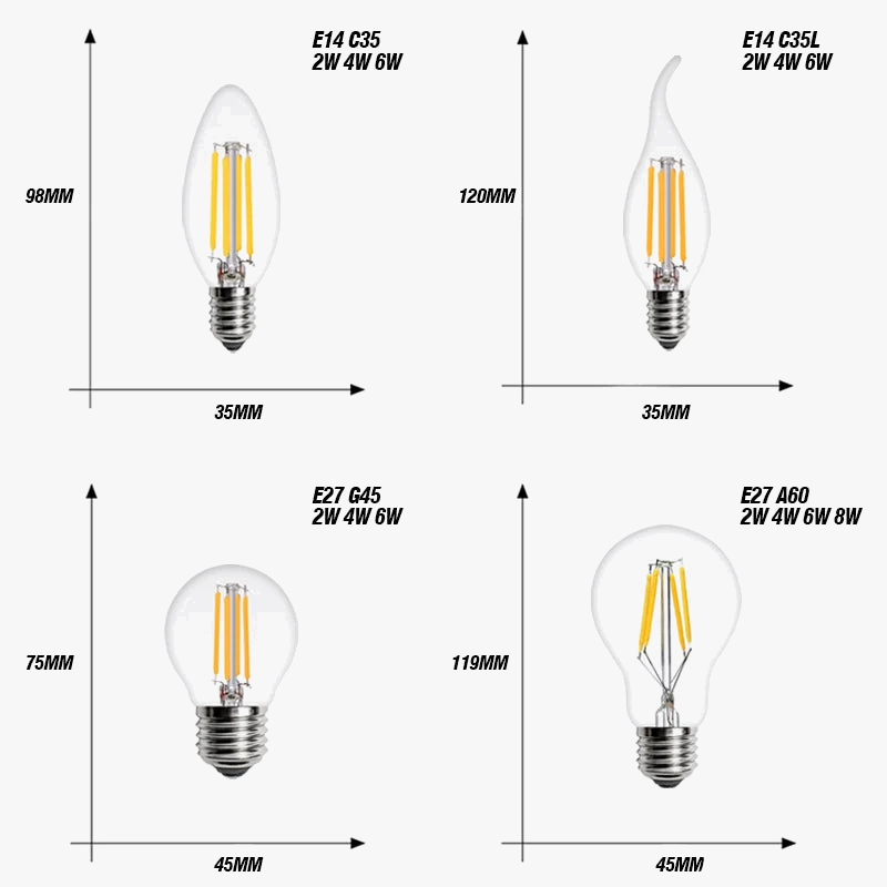 lampe à led vintage filament design rétro 360 degrés