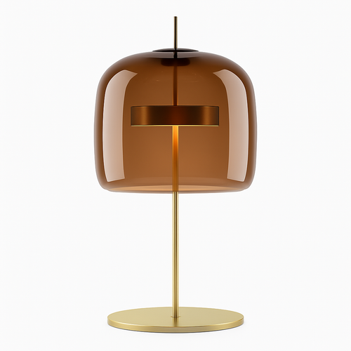 Lampe à poser design à LED en métal doré et abat-jour en verre rétro Light